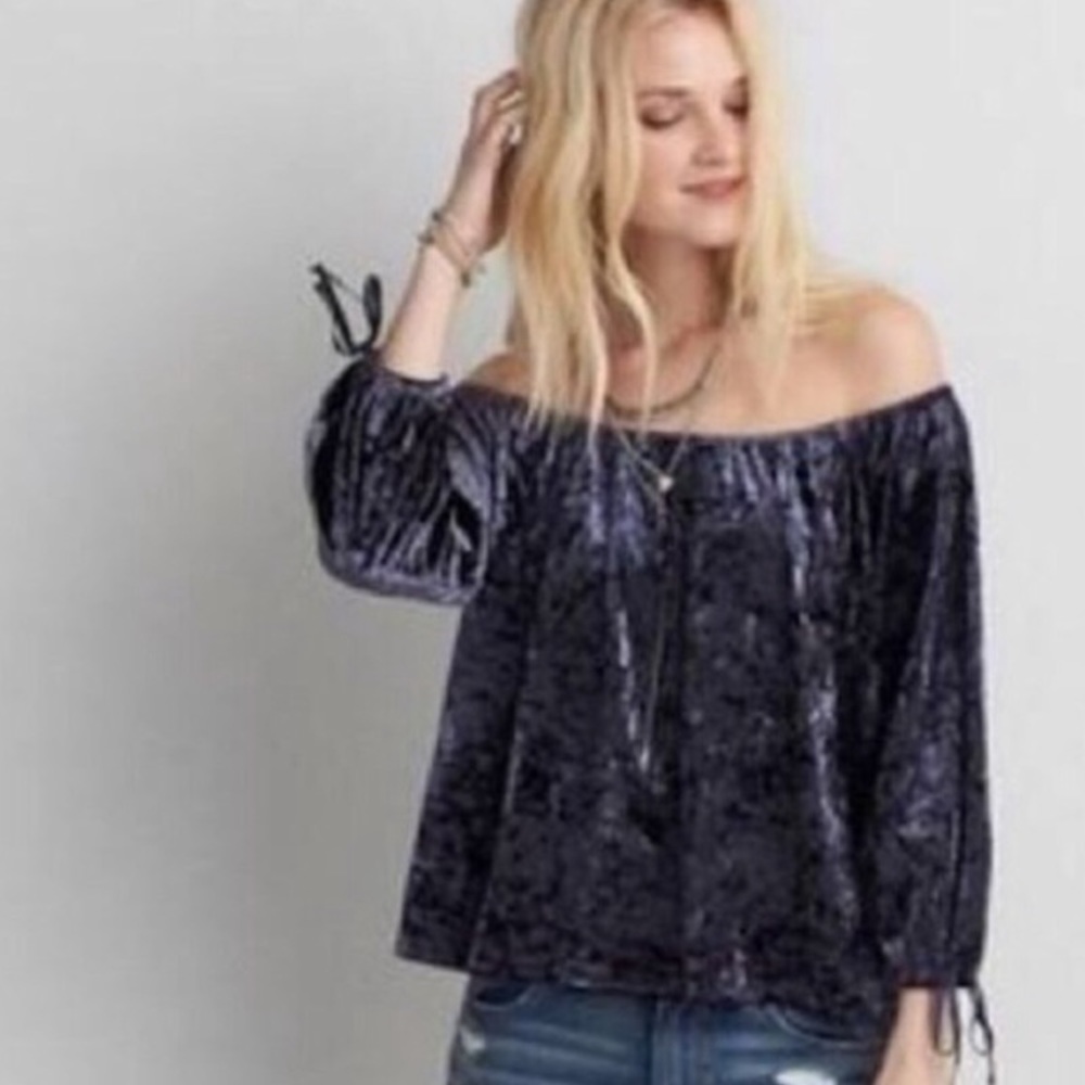 American Eagle Blue Crushed Velvet